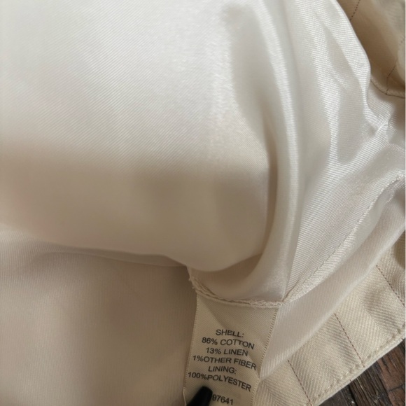 J. Jill Vest Linen Blend Tailored Button Down Cream Pinstriped Top Sz 14P - Picture 7 of 9